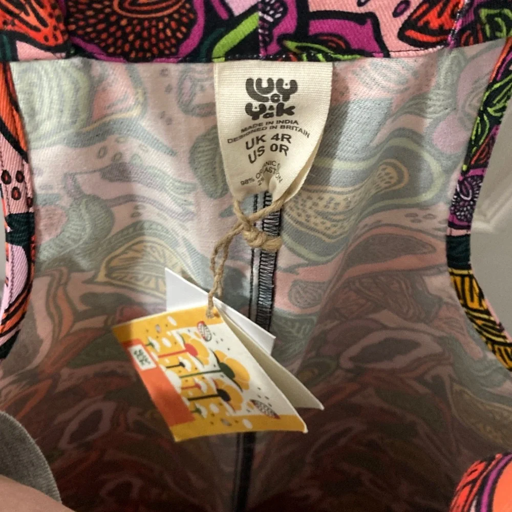 Lucy & Yak “Vulva-Rees” Vibrant Patterned Dungarees Overall one piece - Picture 13 of 14